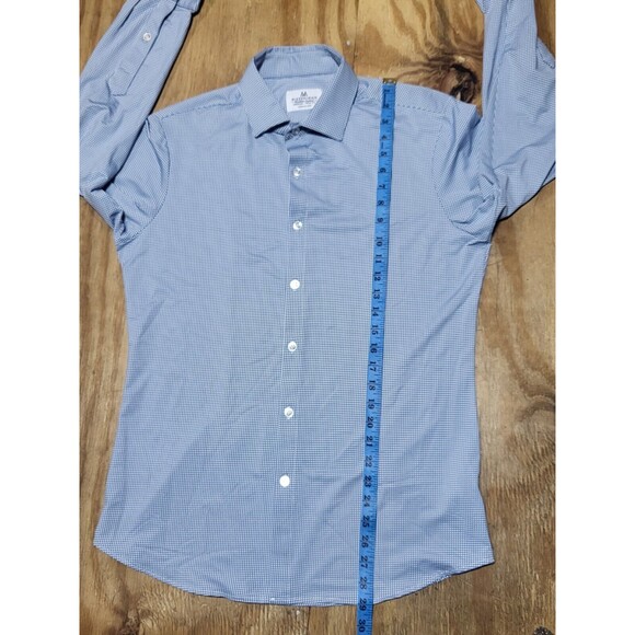 Mizzen Main Trim Fit Button Shirt Mens Medium Blue Checkered @ST - Picture 5 of 6